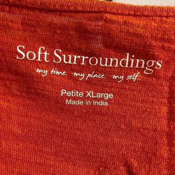 Soft Surroundings Tunic Top 3/4 Sleeves Orange XL Petite - Picture 7 of 8